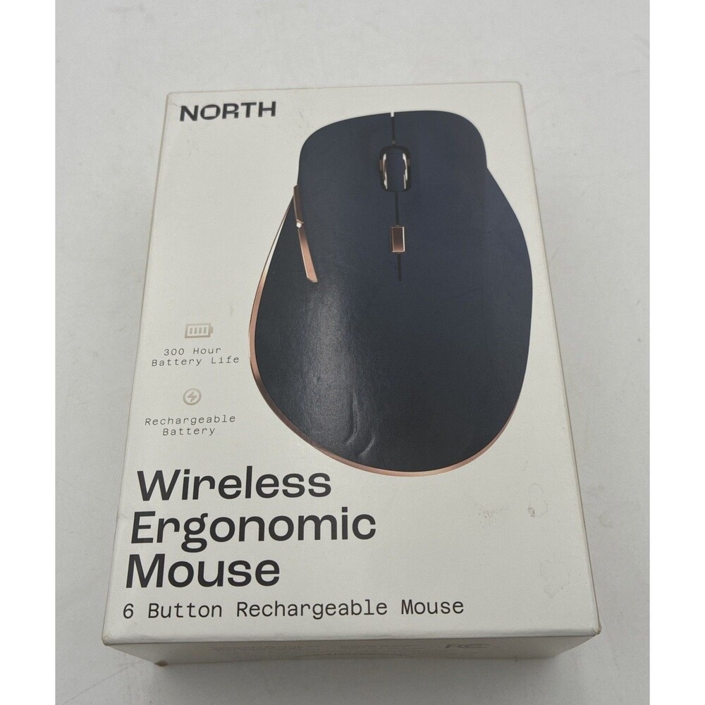 North Wireless Ergonomic 6 Button Mouse Rechargeable 2.4ghz & Wireless
